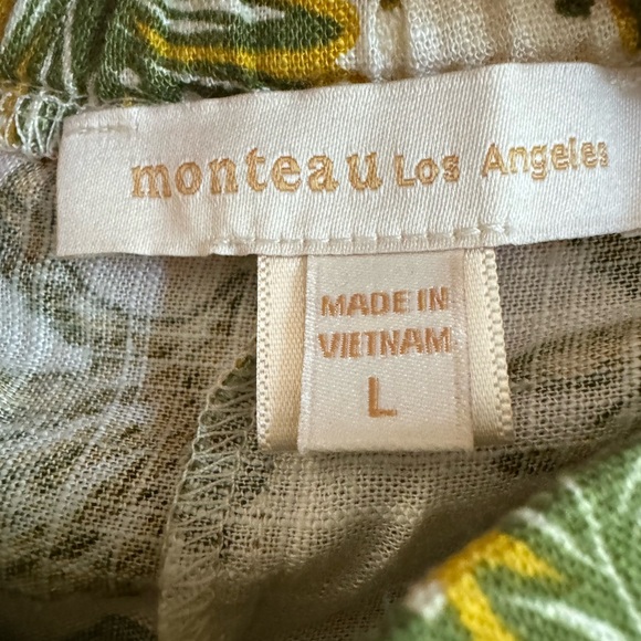 MONTEAU LOS ANGELES wide Leg Shorts CLASSIC L Large Tropical print. Pock… NICE - Picture 2 of 11
